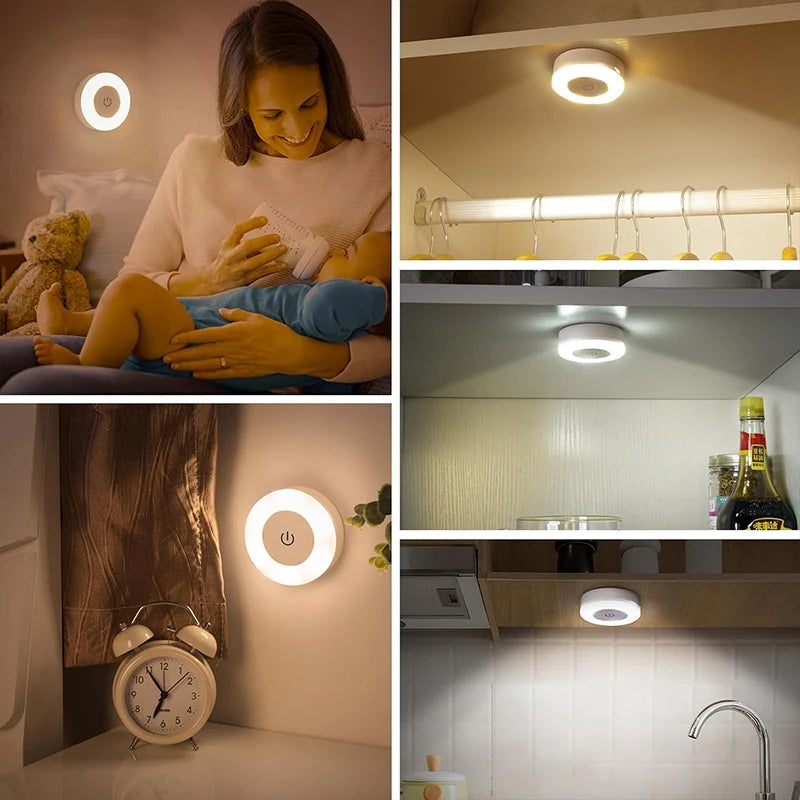 LED Touch Baby Night Light USB Wireless Rechargeable Dimmable Portable Mini Nursery Lamp Bedside