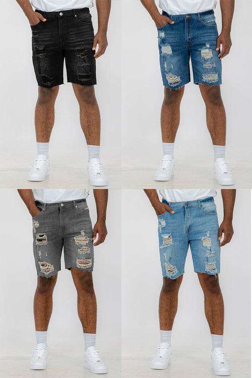 Short Jean Délavé Homme
